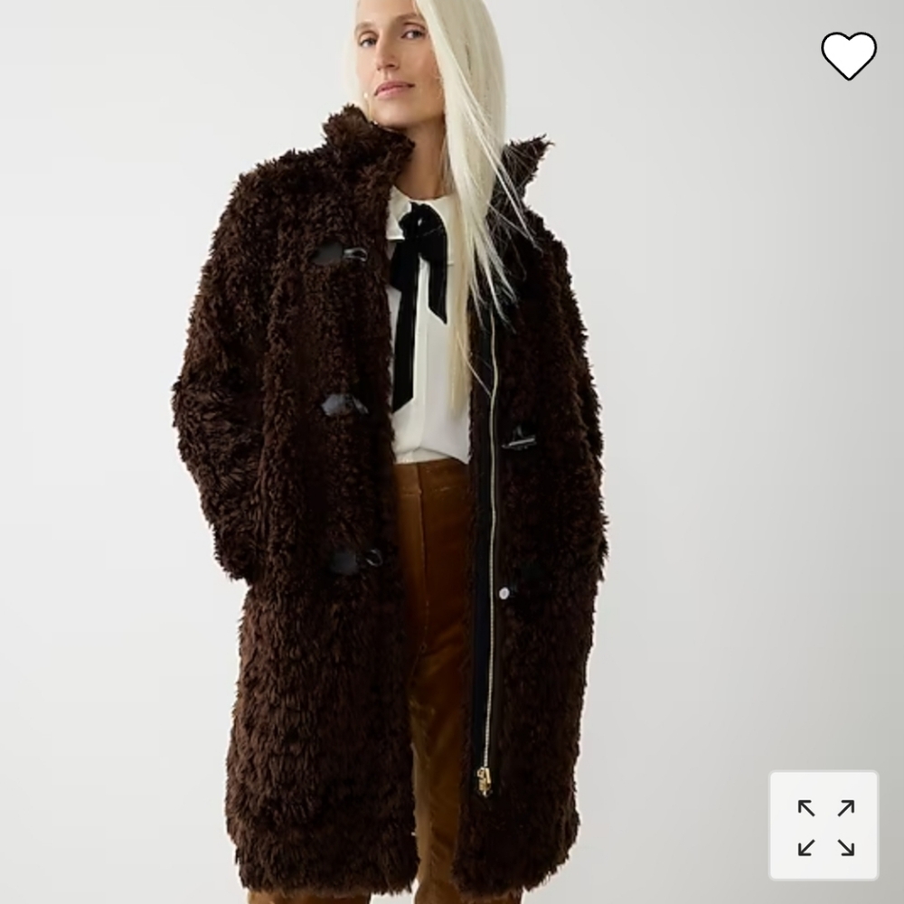 Jcrew Collection Brown Toggle Faux Fur Coat